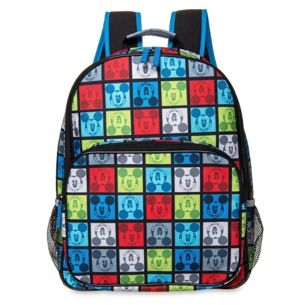 NWT Disneys Mickey Mouse full size backpack 16” multicolored squares